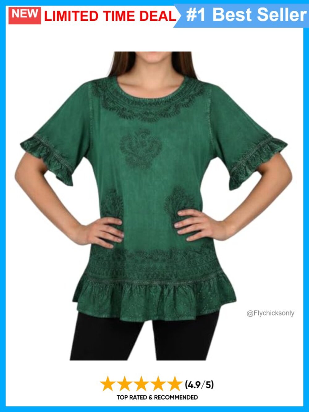 Embroidered Boho Rayon Short Sleeve Blouse Floral Summer Top